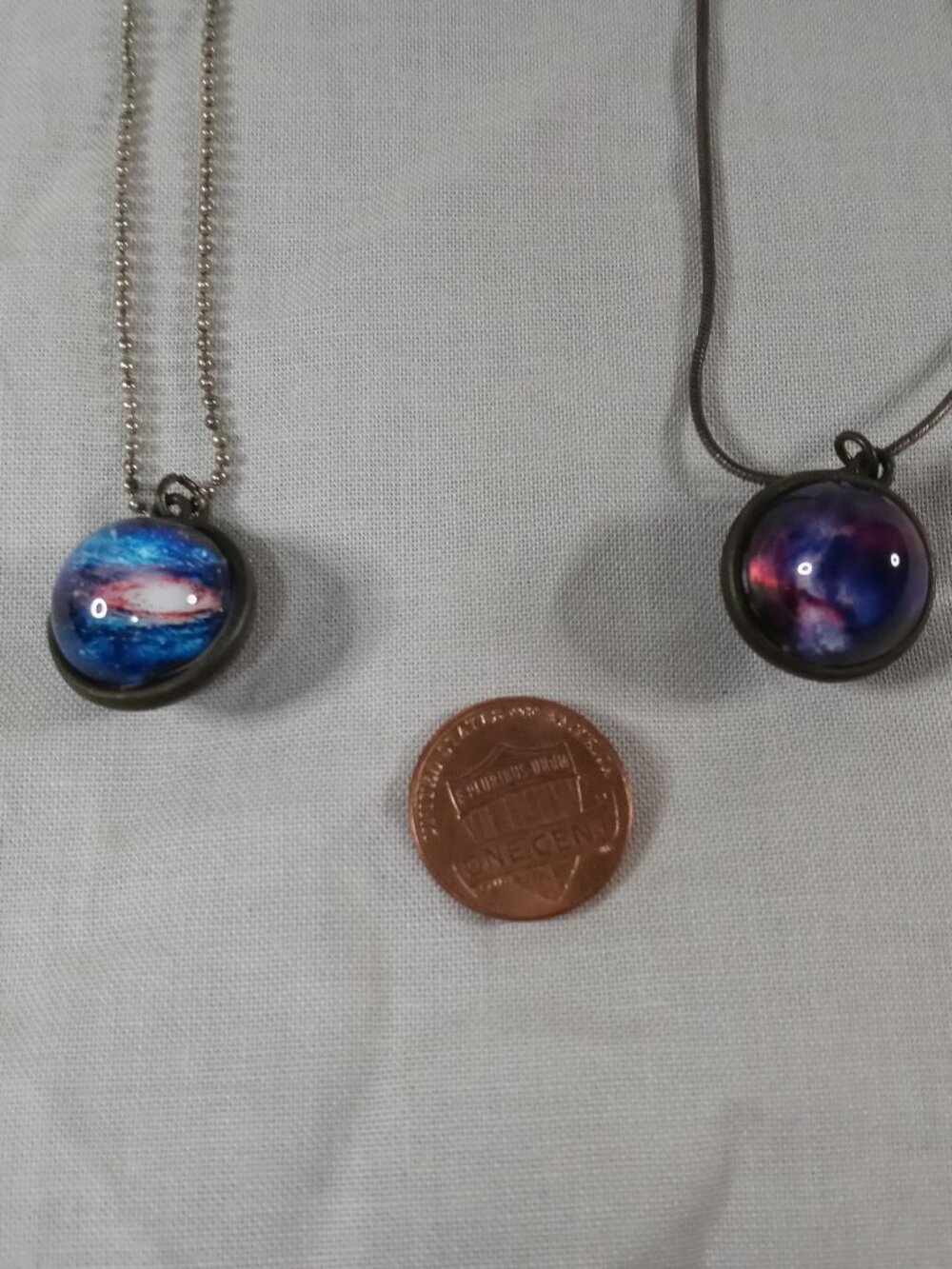 2 Astronomy Space Theme Jewelry Pendent Charm Necklace Bundle in Good Cond
